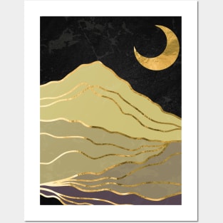 Gold landscape with moon #7 Posters and Art